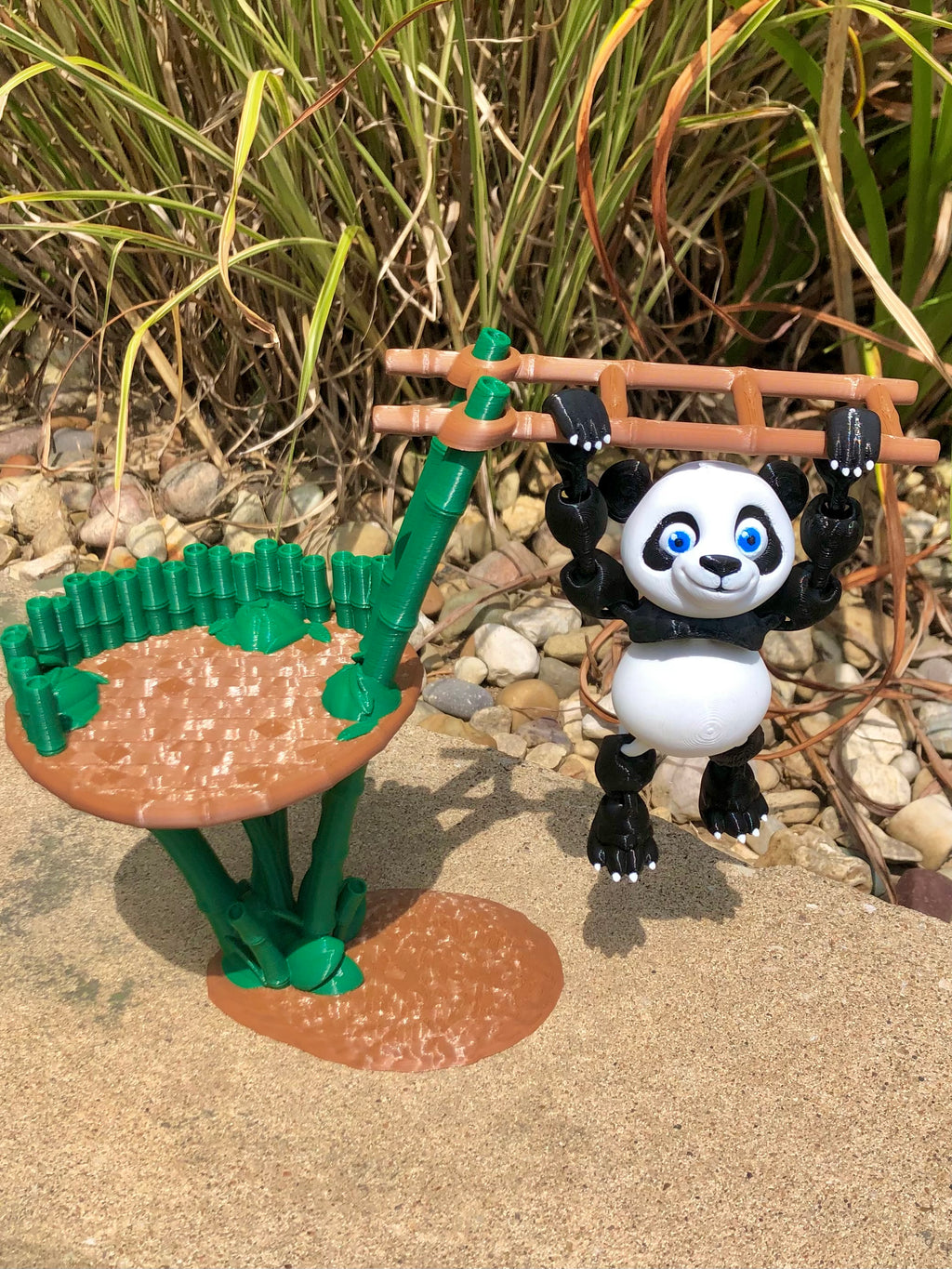 Flexible Panda with Bamboo Tree Stand and Play Ladder