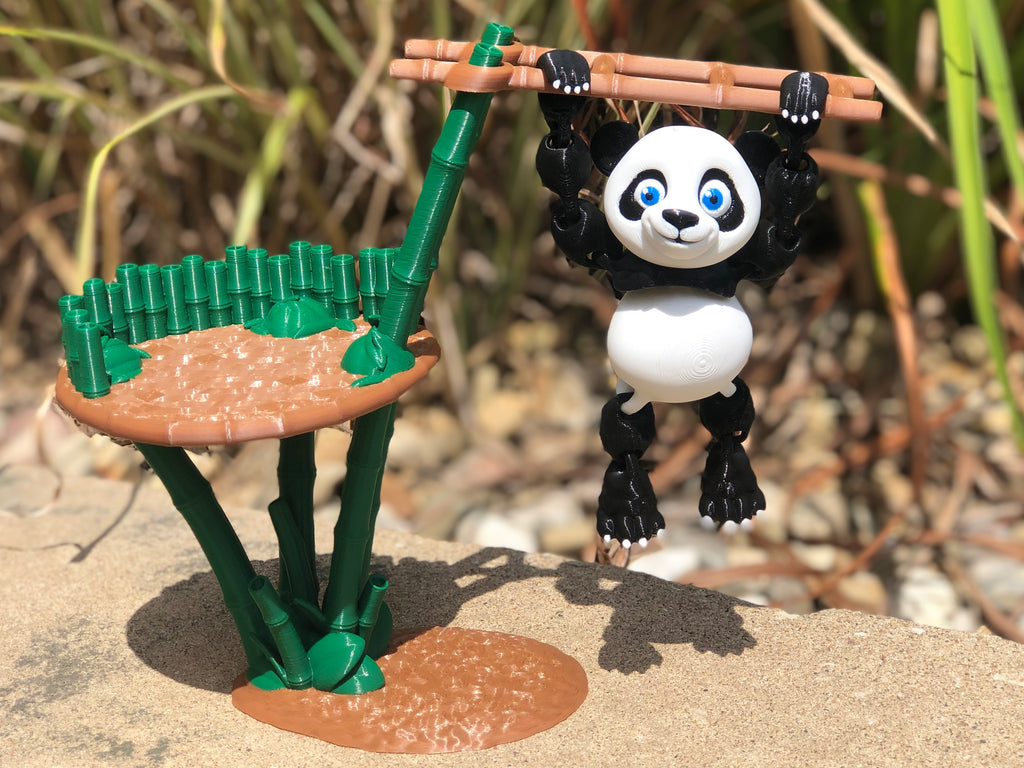 Flexible Panda with Bamboo Tree Stand and Play Ladder
